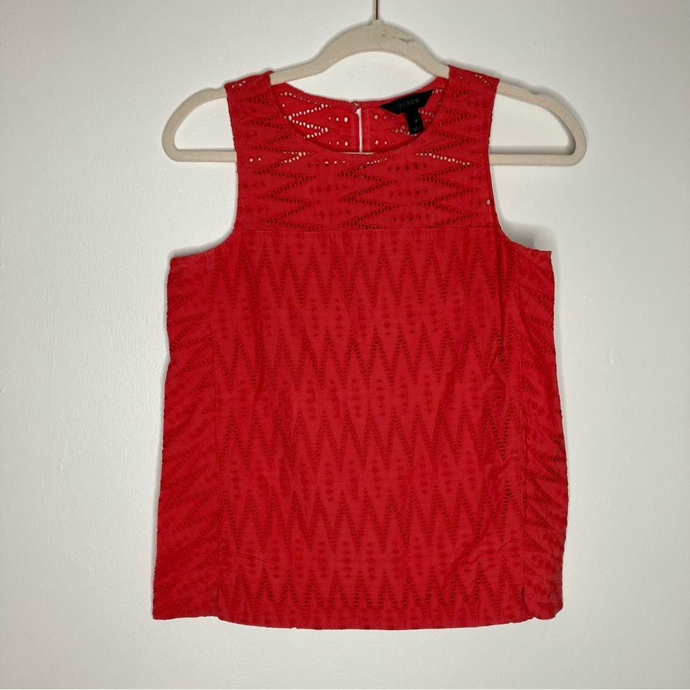 J. Crew Seamed Shell in Zigzag Eyelet 0